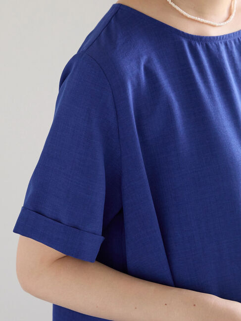 Samansa Mos2 blue「リネンタッチマキシワンピース」|ワンピース|