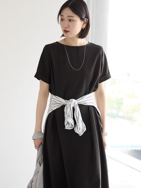 Samansa Mos2 blue「リネンタッチマキシワンピース」|ワンピース|