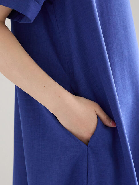 Samansa Mos2 blue「リネンタッチマキシワンピース」|ワンピース|