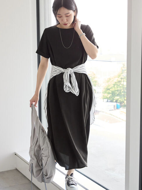 Samansa Mos2 blue「リネンタッチマキシワンピース」|ワンピース|