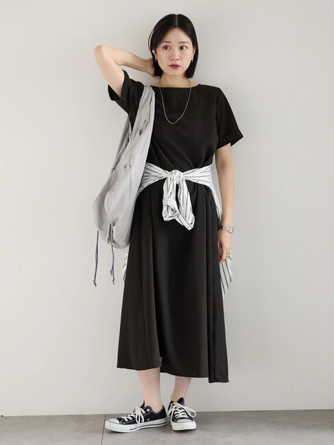 Samansa Mos2 blue「リネンタッチマキシワンピース」|ワンピース|