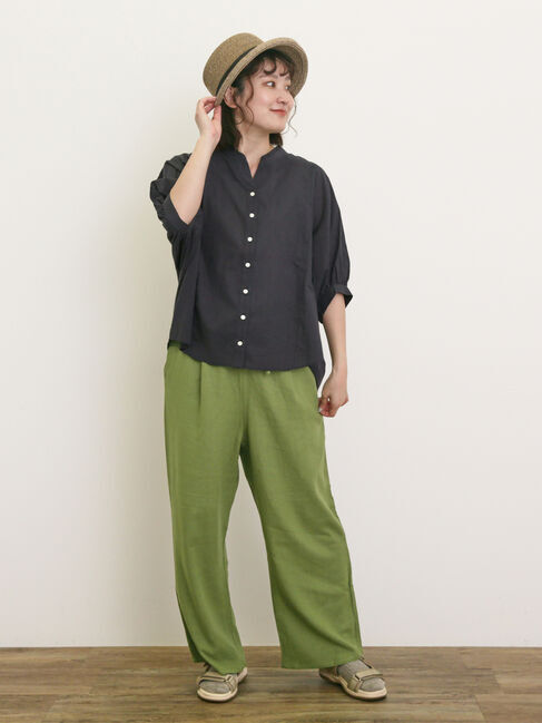 Samansa Mos2「レーヨン麻ゆるストレートパンツ」|その他|