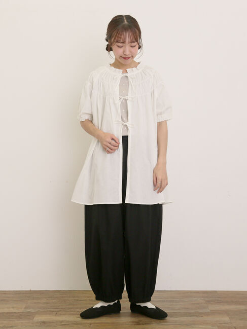 Samansa Mos2「前後2WAYリボンギャザーブラウス」|シャツ・ブラウス|