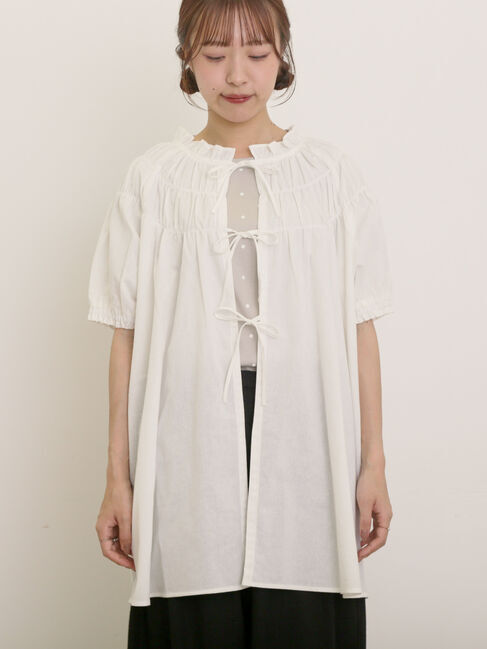 Samansa Mos2「前後2WAYリボンギャザーブラウス」|シャツ・ブラウス|