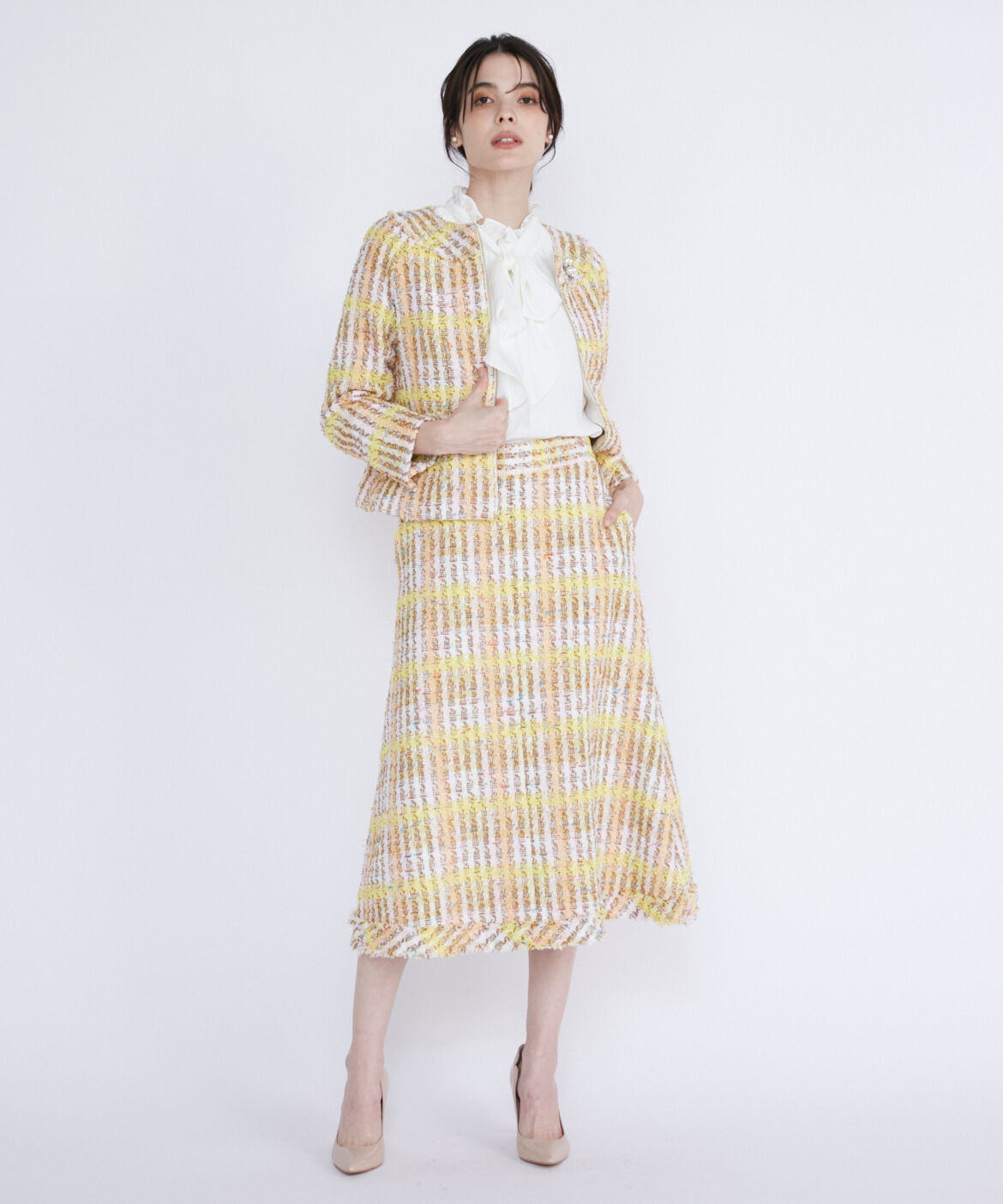 Maglie le cassetto「《M Maglie le cassetto》コットンキャンディーツイードスカート」|フレア|