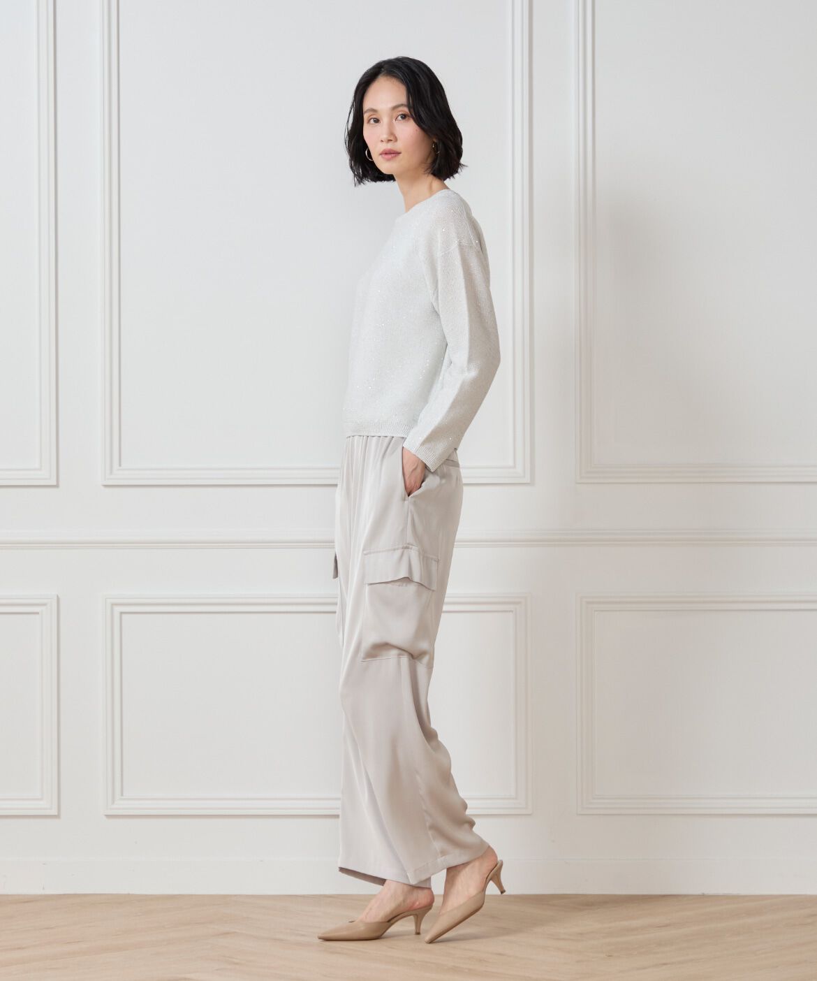 7-IDconcept.「サテンカーゴパンツ」|カーゴ|