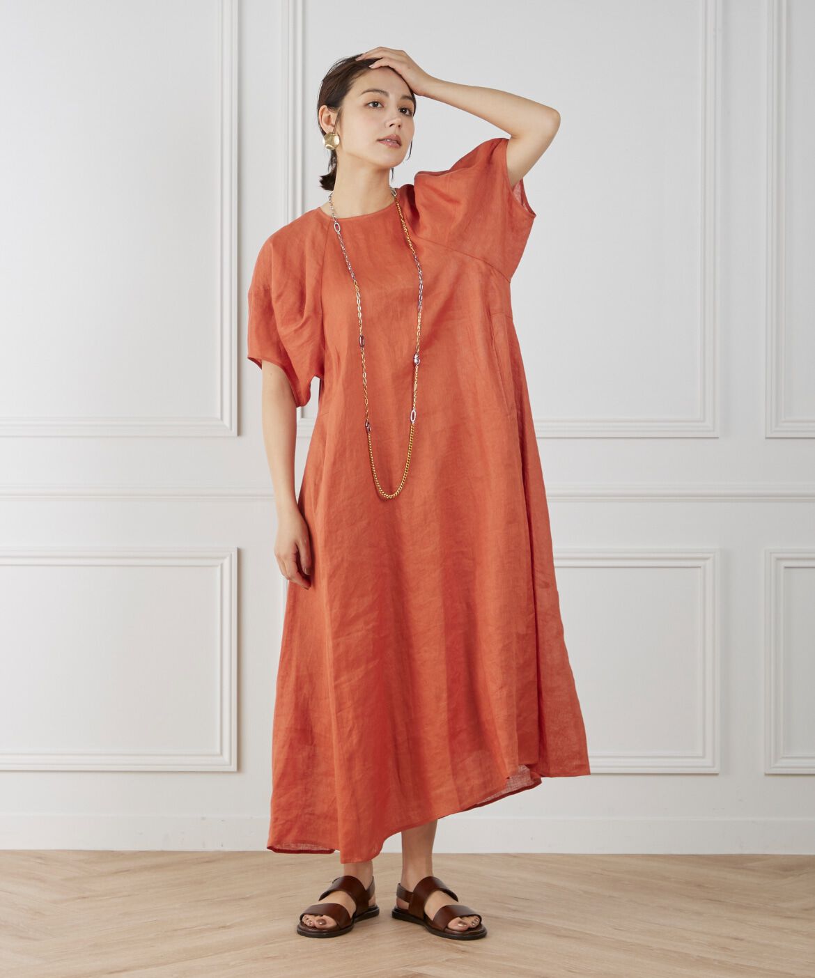INED「《WEB限定》ボリュームスリーブリネンワンピース」|ワンピース|