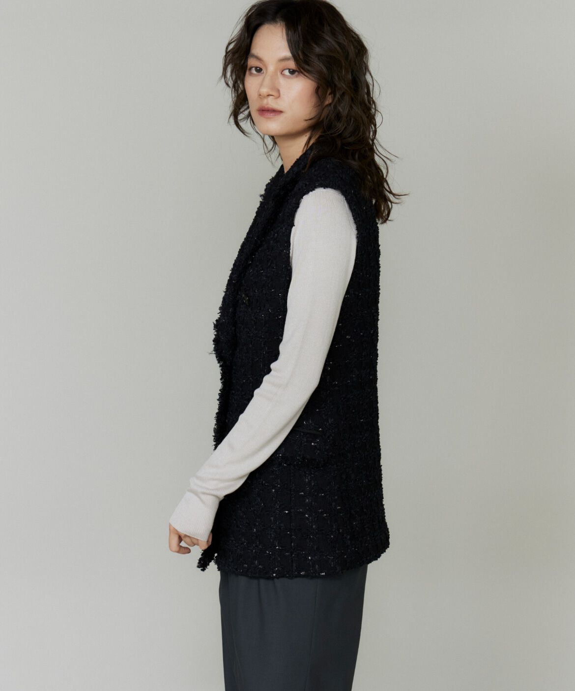 la veille by SUPERIOR CLOSET「《大きいサイズ》LINTONテーラードジレ」|ダウンベスト・ベスト|