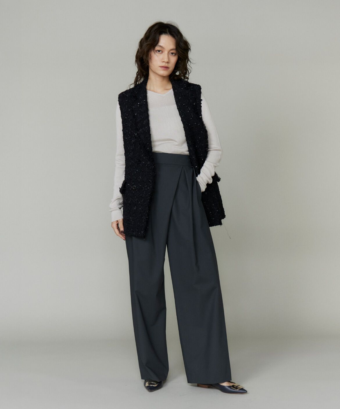 la veille by SUPERIOR CLOSET「《大きいサイズ》LINTONテーラードジレ」|ダウンベスト・ベスト|