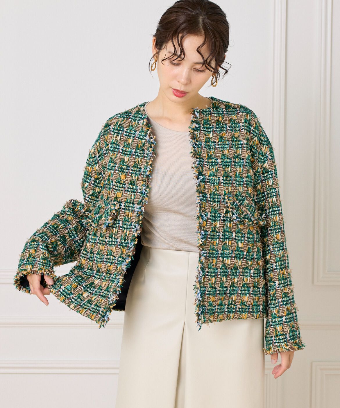 la veille by SUPERIOR CLOSET「《大きいサイズ》LINTONノーカラージャケット」|ノーカラージャケット|