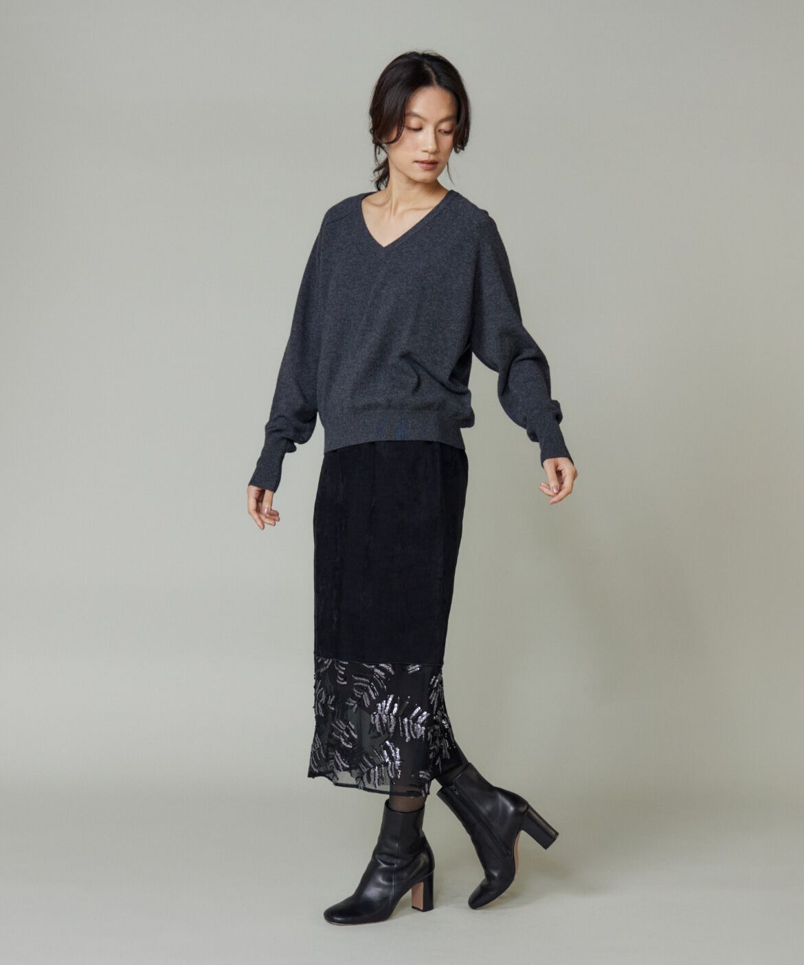 la veille by SUPERIOR CLOSET「《大きいサイズ》ベルベットスカート」|タイト|