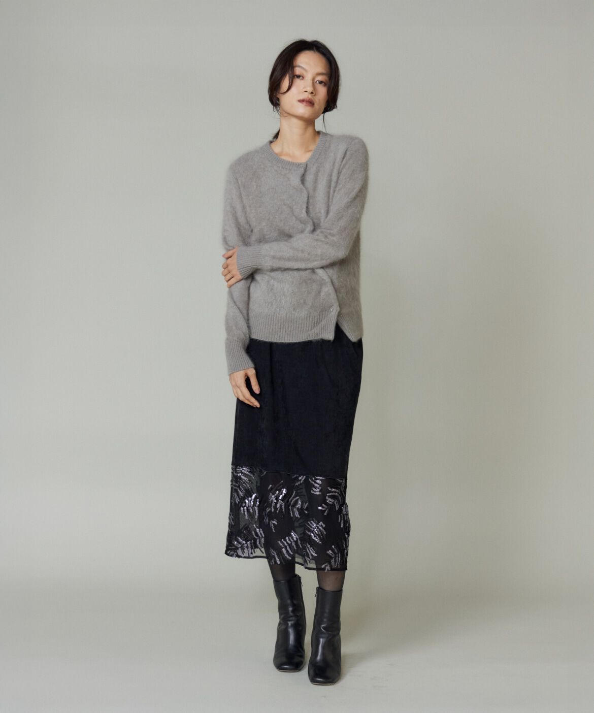 la veille by SUPERIOR CLOSET「《大きいサイズ》ベルベットスカート」|タイト|