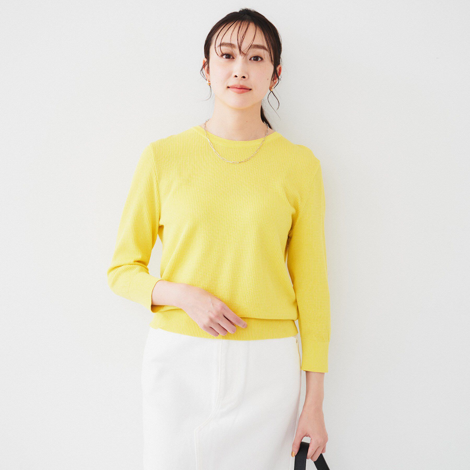 UNTITLED「【配色カラー/アンサンブル可能】きれいめ七分袖ニット」|ニット・セーター|