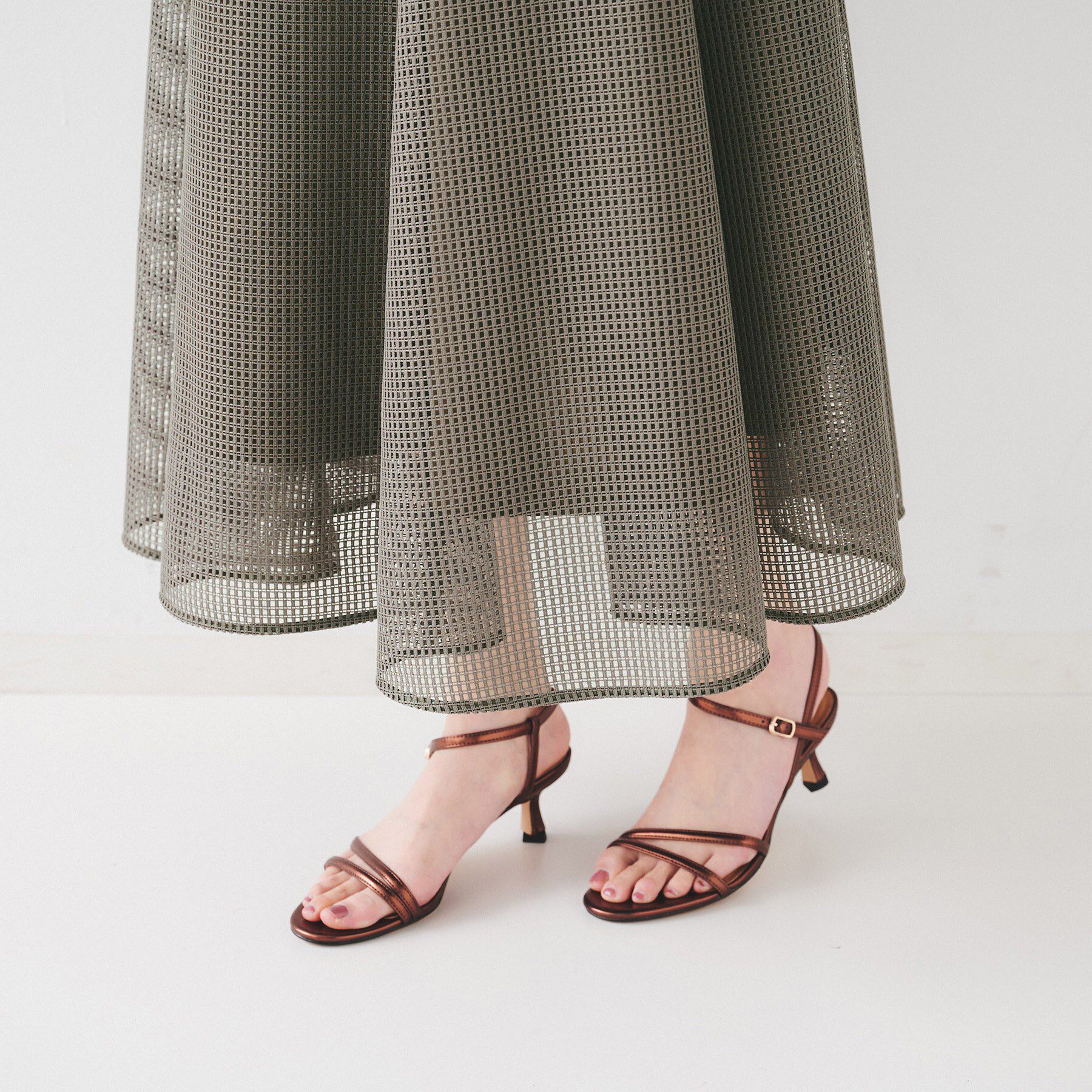 UNTITLED「【手洗い可/トレンド】メッシュフレアスカート」|スカート|