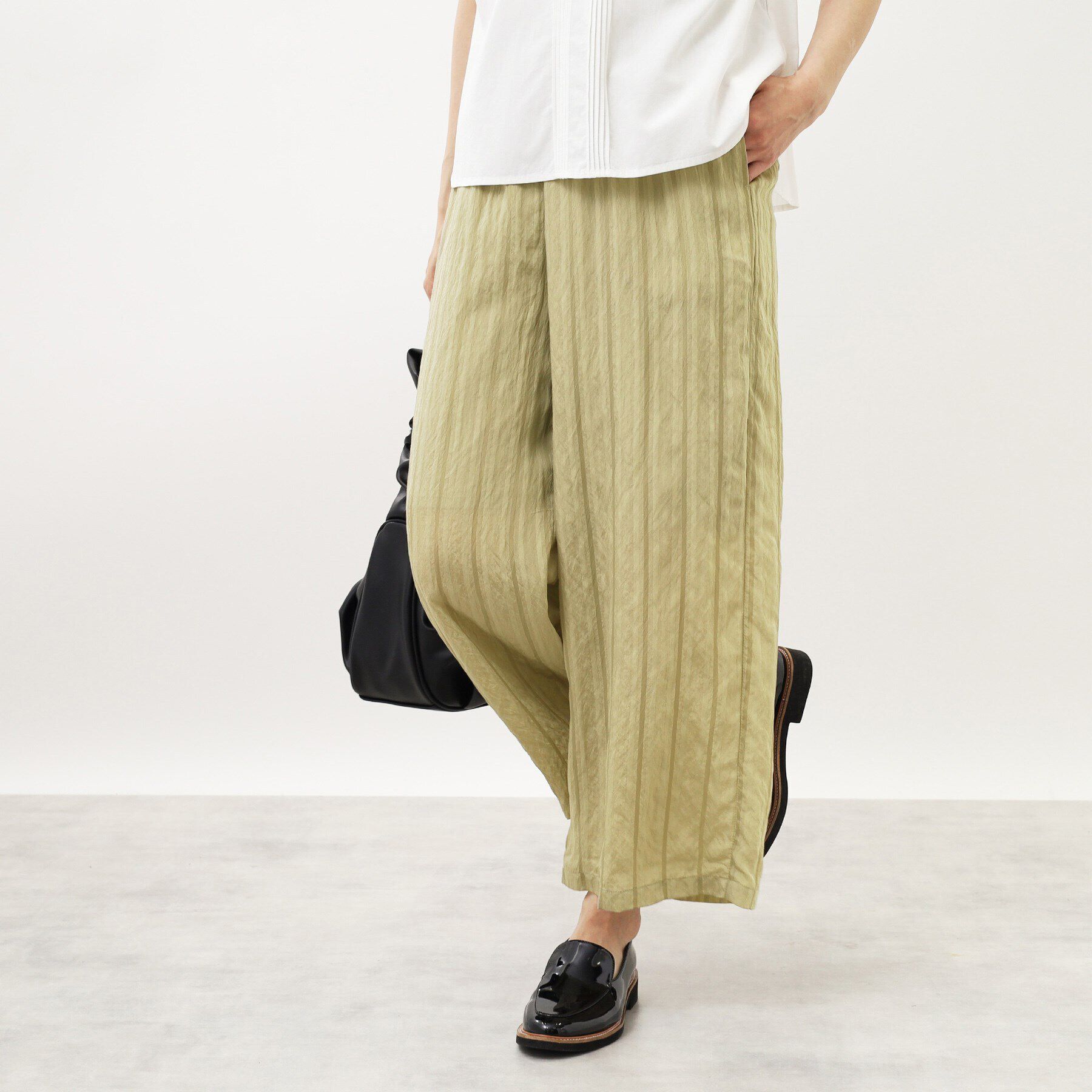 Reflect「【SALE／E‐QUALITY／手洗い可】ストライプワイドストレートパンツ」|その他|グリーン(025)