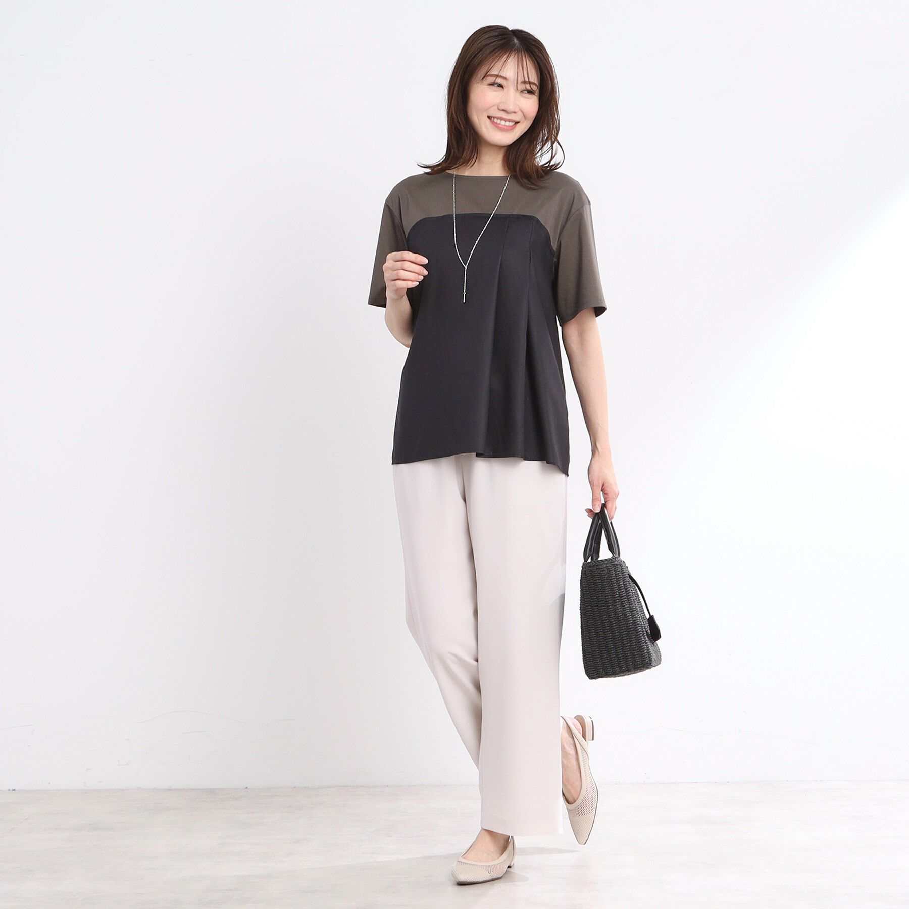 Reflect「【マシンウォッシュ可能】レイヤード風ジャージブラウス」|Tシャツ・カットソー|