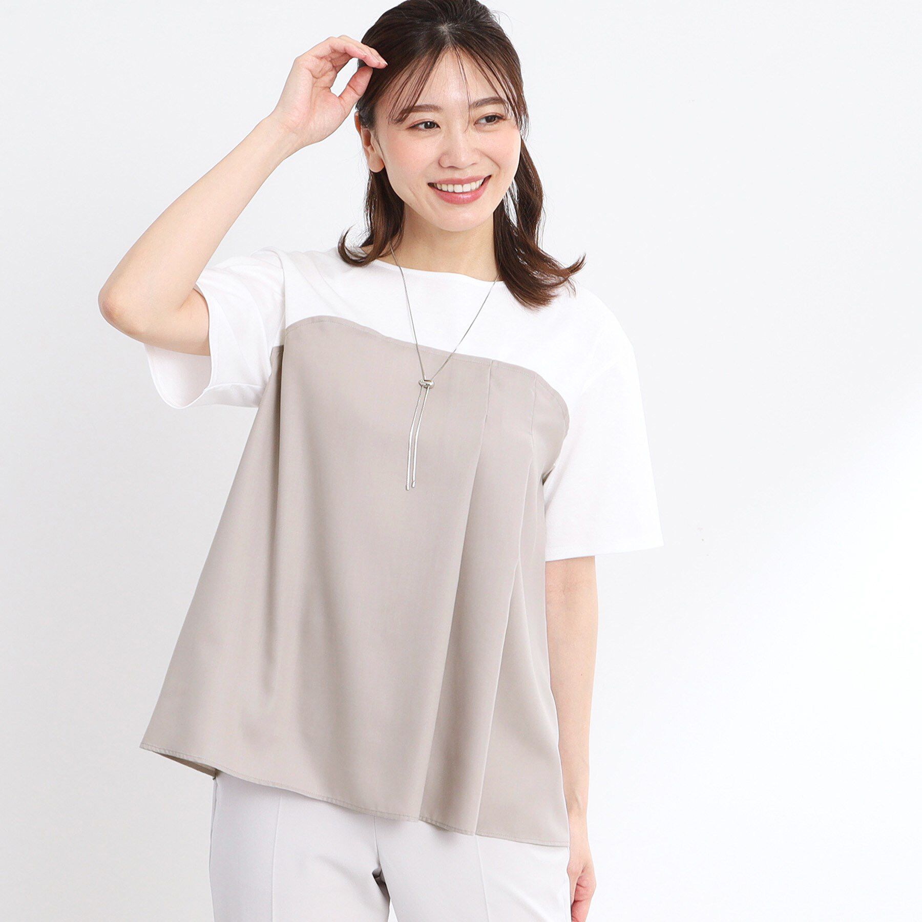 Reflect「【マシンウォッシュ可能】レイヤード風ジャージブラウス」|Tシャツ・カットソー|