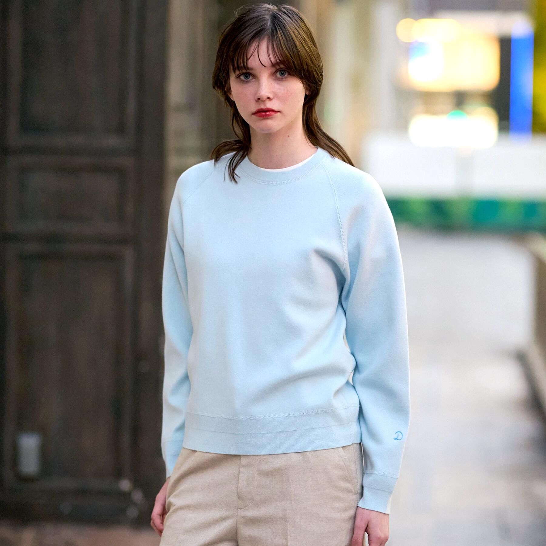 DRESSTERIOR「【洗える】ウォッシャブル コットンカシミヤ混ニット」|ニット・セーター|サックスブルー(09