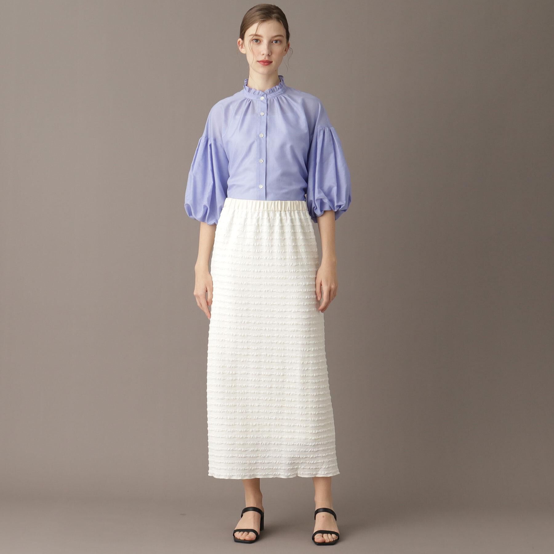 DRESSTERIOR「【洗える】スタンドフリルボリュームスリーブブラウス」|シャツ・ブラウス|