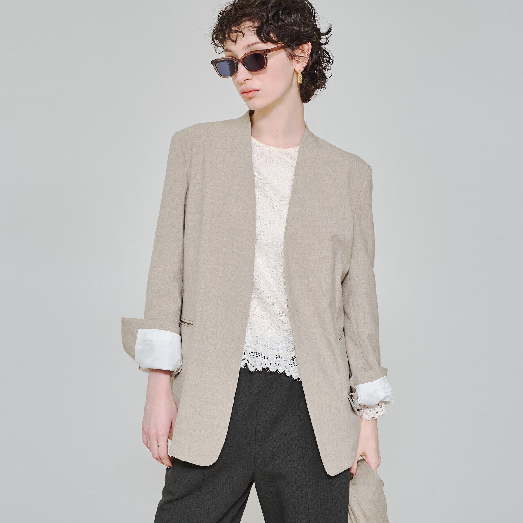 DRESSTERIOR「【スタイリスト福田麻琴さんコラボ】ノーカラージャケット」|ノーカラージャケット|