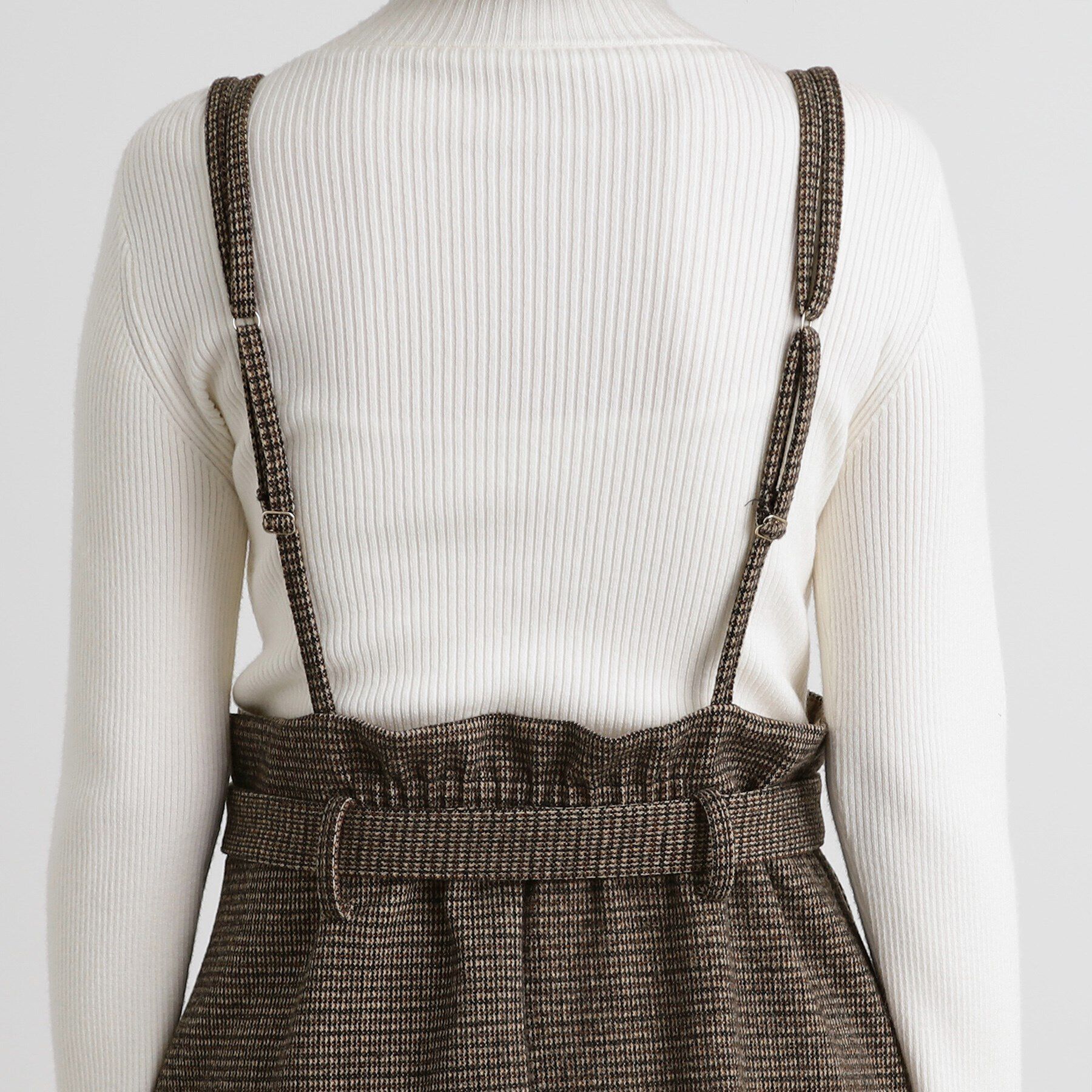 grove「起毛ジャージーナローストラップ付きスカート」|ジャンパースカート|