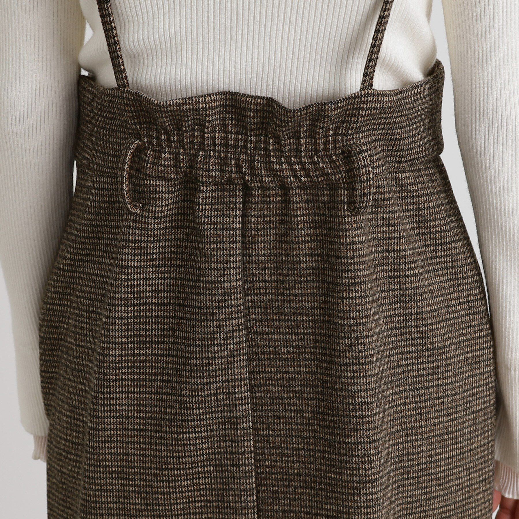 grove「起毛ジャージーナローストラップ付きスカート」|ジャンパースカート|