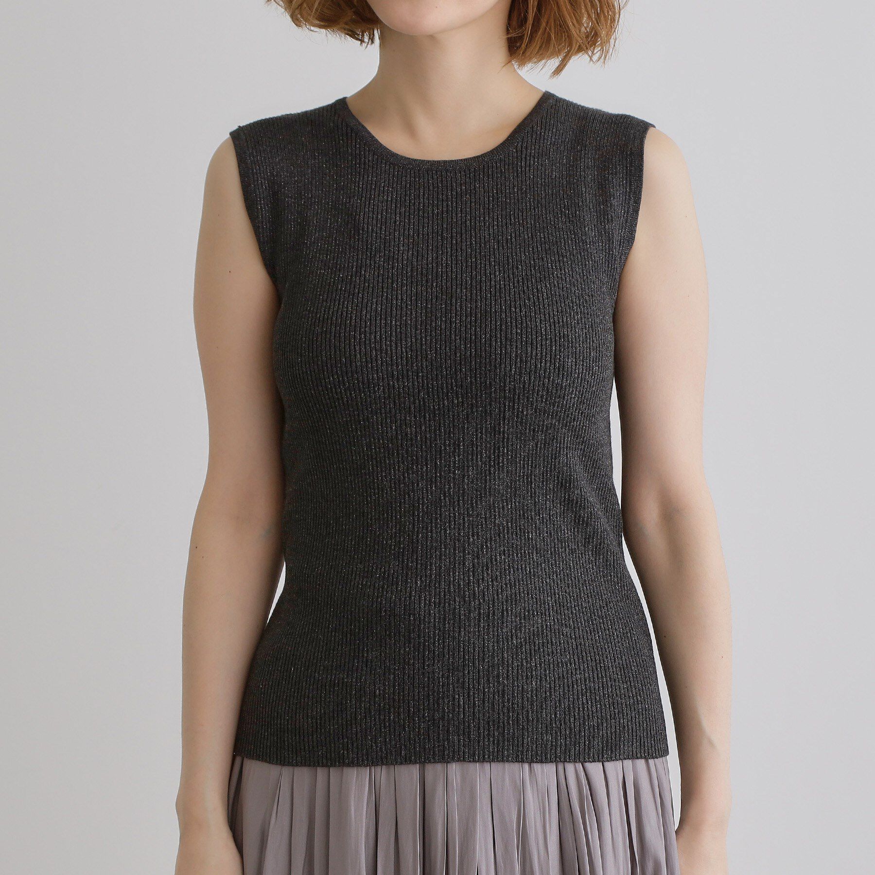 grove「さりげないラメで毎日のコーデにアクセントを リブラメニットタンク」|キャミソール|