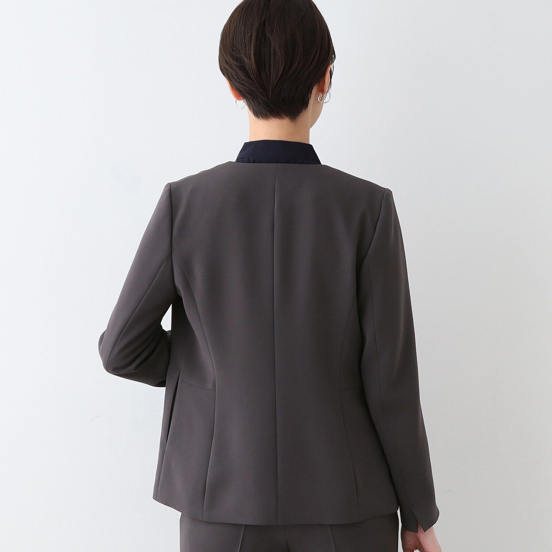 INDIVI「【日本製／トリアセテート混】スタイルアップ ノーカラージャケット」|スーツ|