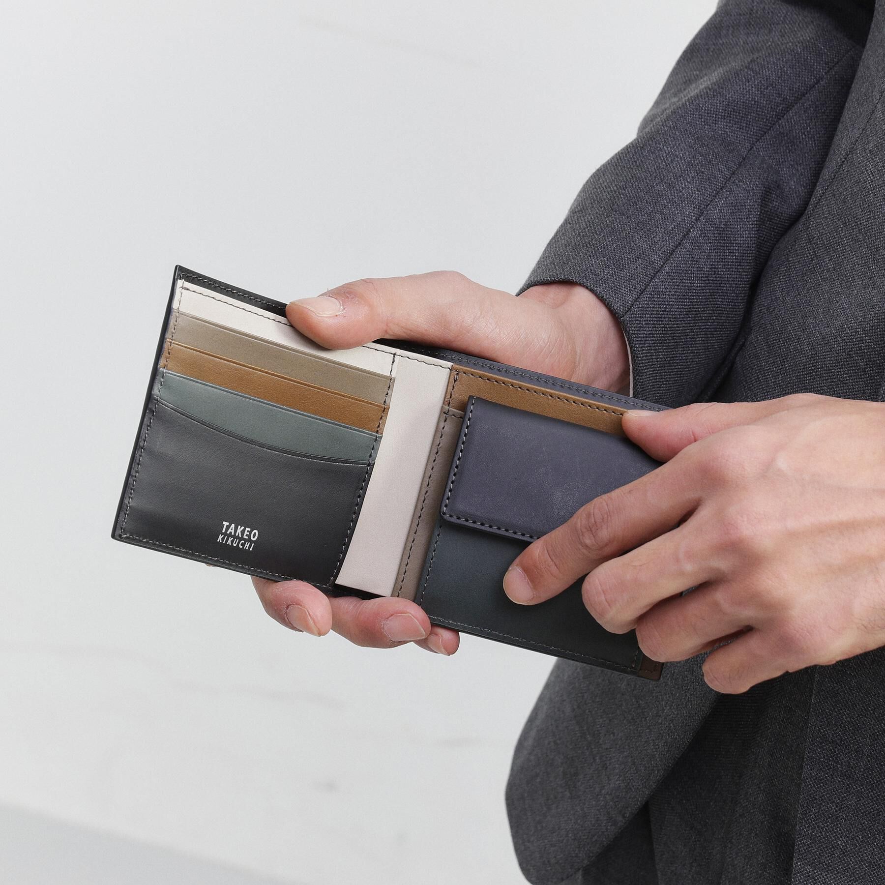 TAKEO KIKUCHI「アンティーク調レザー 2つ折り財布」|財布|