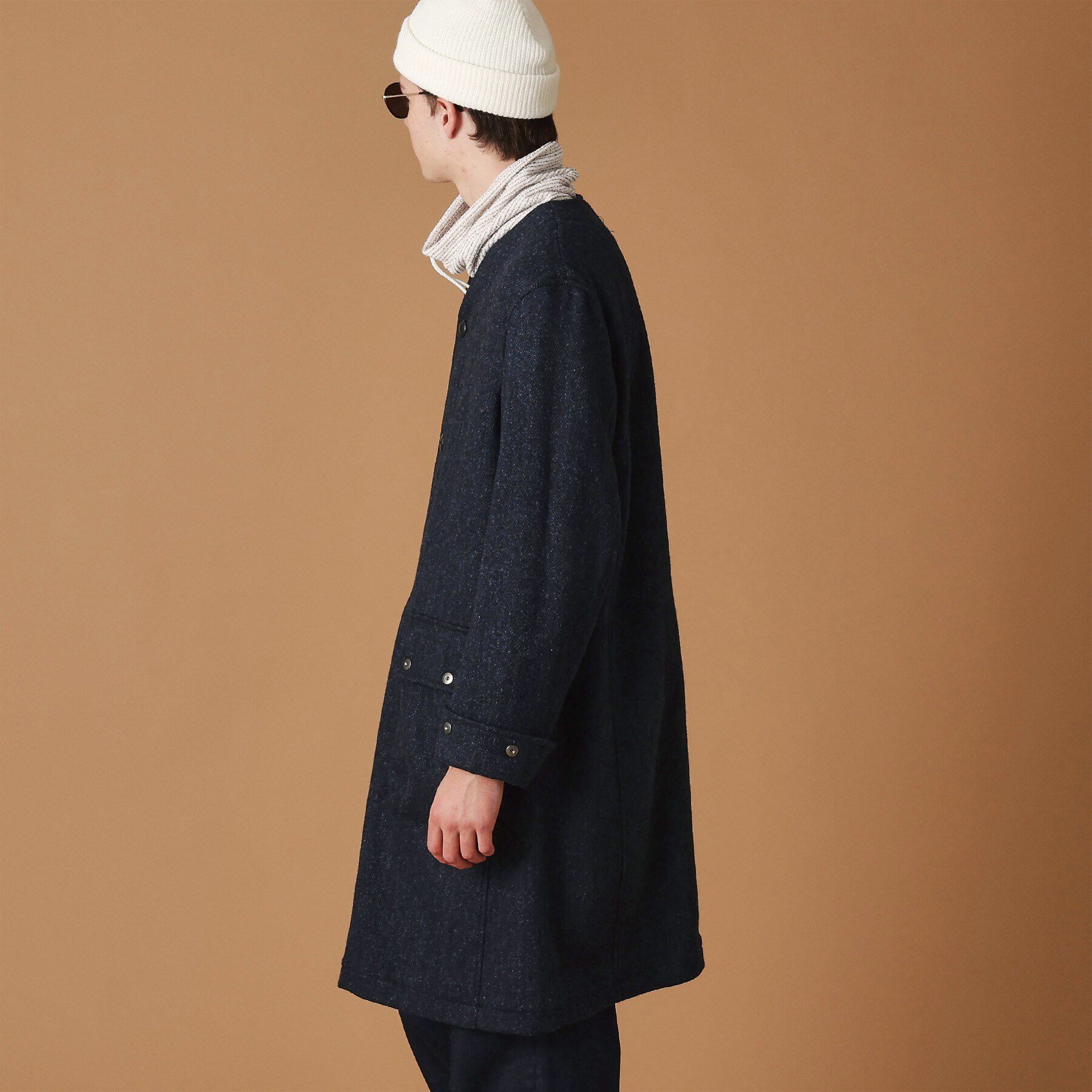 40CARATS&525「ウールヘリンボン ノーカラーコート」|ノーカラーコート|