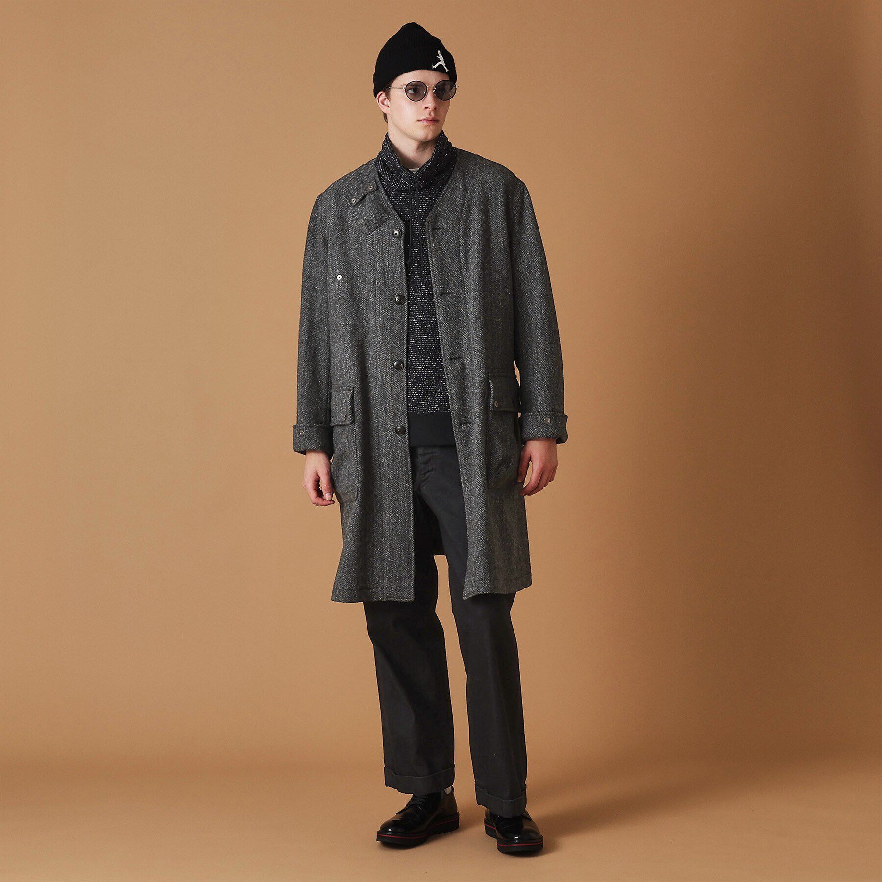 40CARATS&525「ウールヘリンボン ノーカラーコート」|ノーカラーコート|