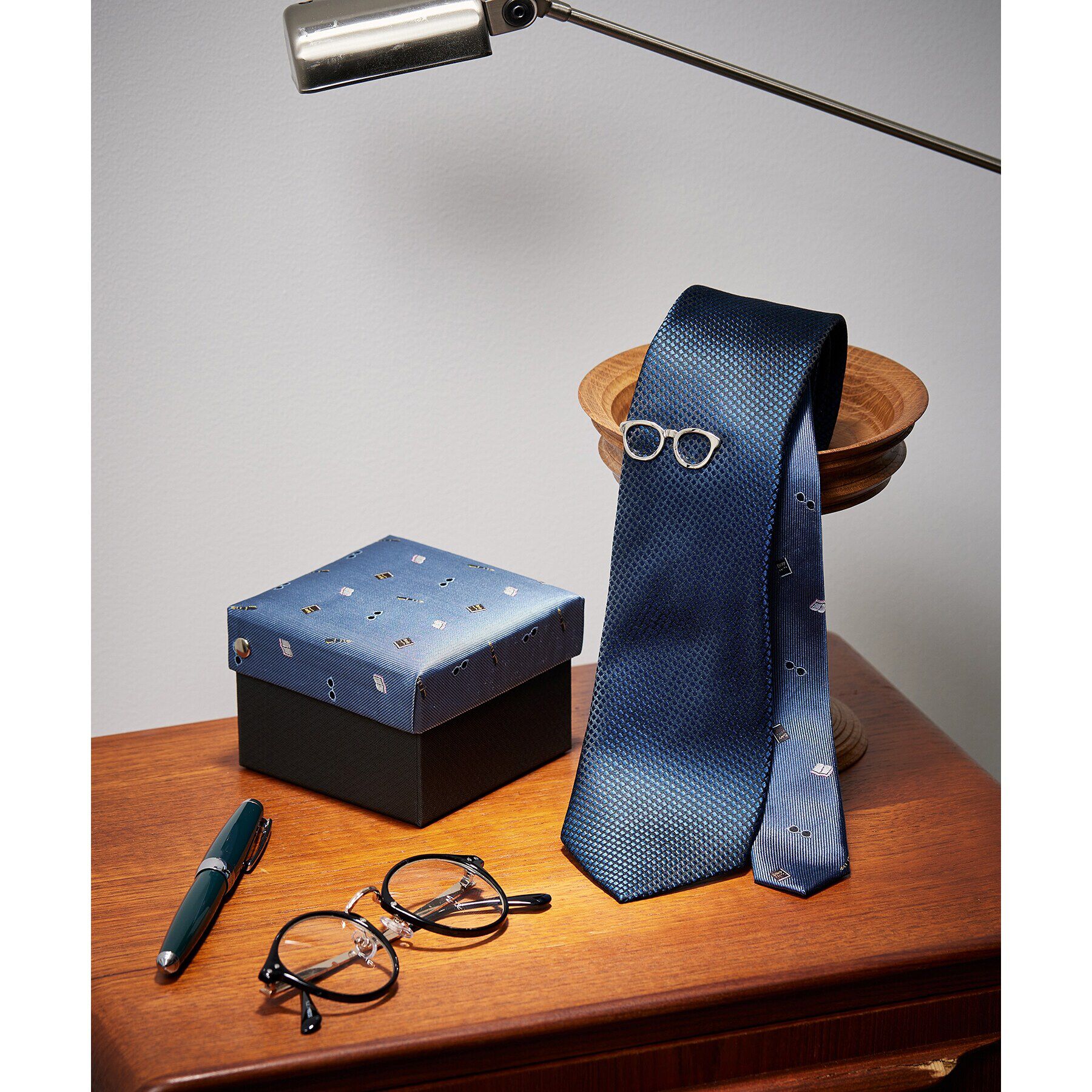 TAKEO KIKUCHI「【BOXセット】ベーシックネクタイ＆メガネ型タイバー セット」|ネクタイ・蝶ネクタイ|グリーン(022)