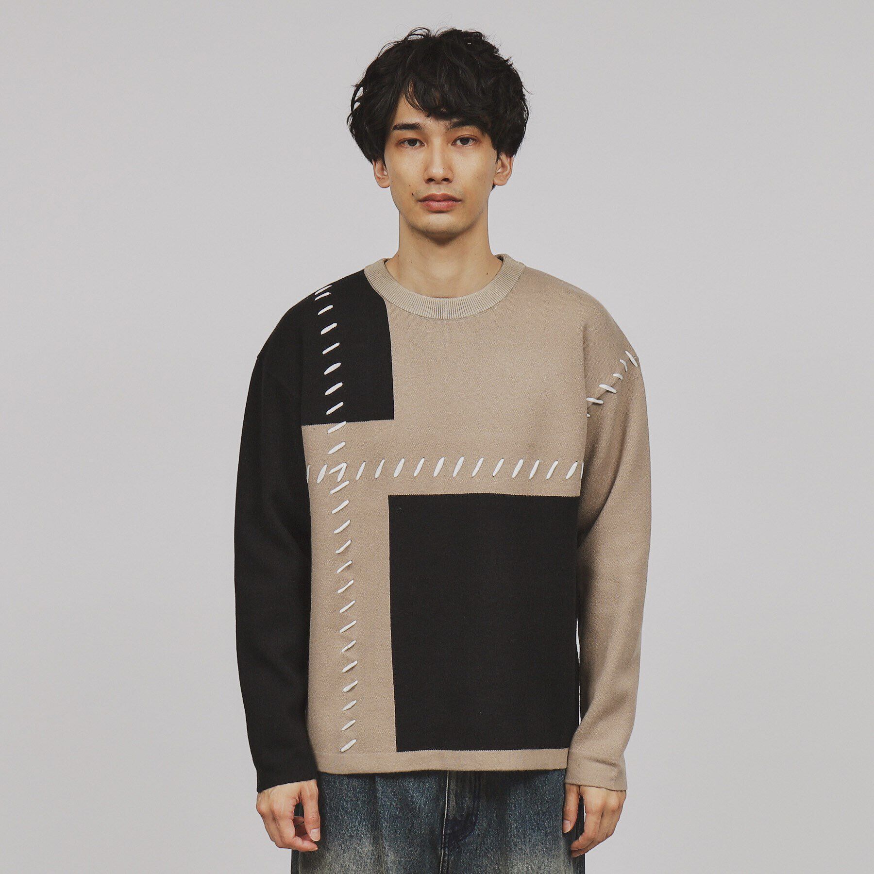 tk.TAKEO KIKUCHI「【もちもちニット】ブロックステッチ」|ニット・セーター|