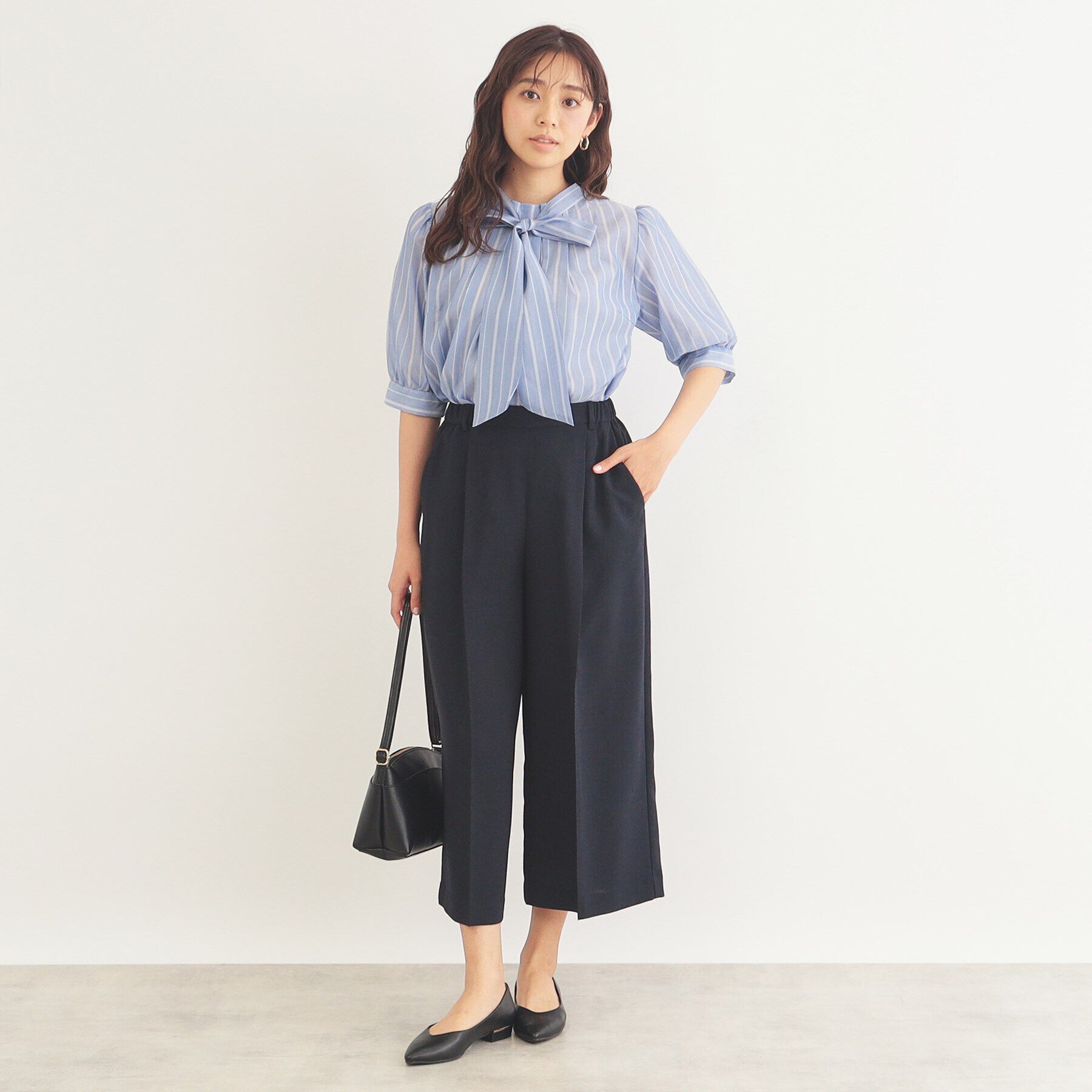index「シアーストライプリボン2wayブラウス【洗濯機洗い可】」|シャツ・ブラウス|