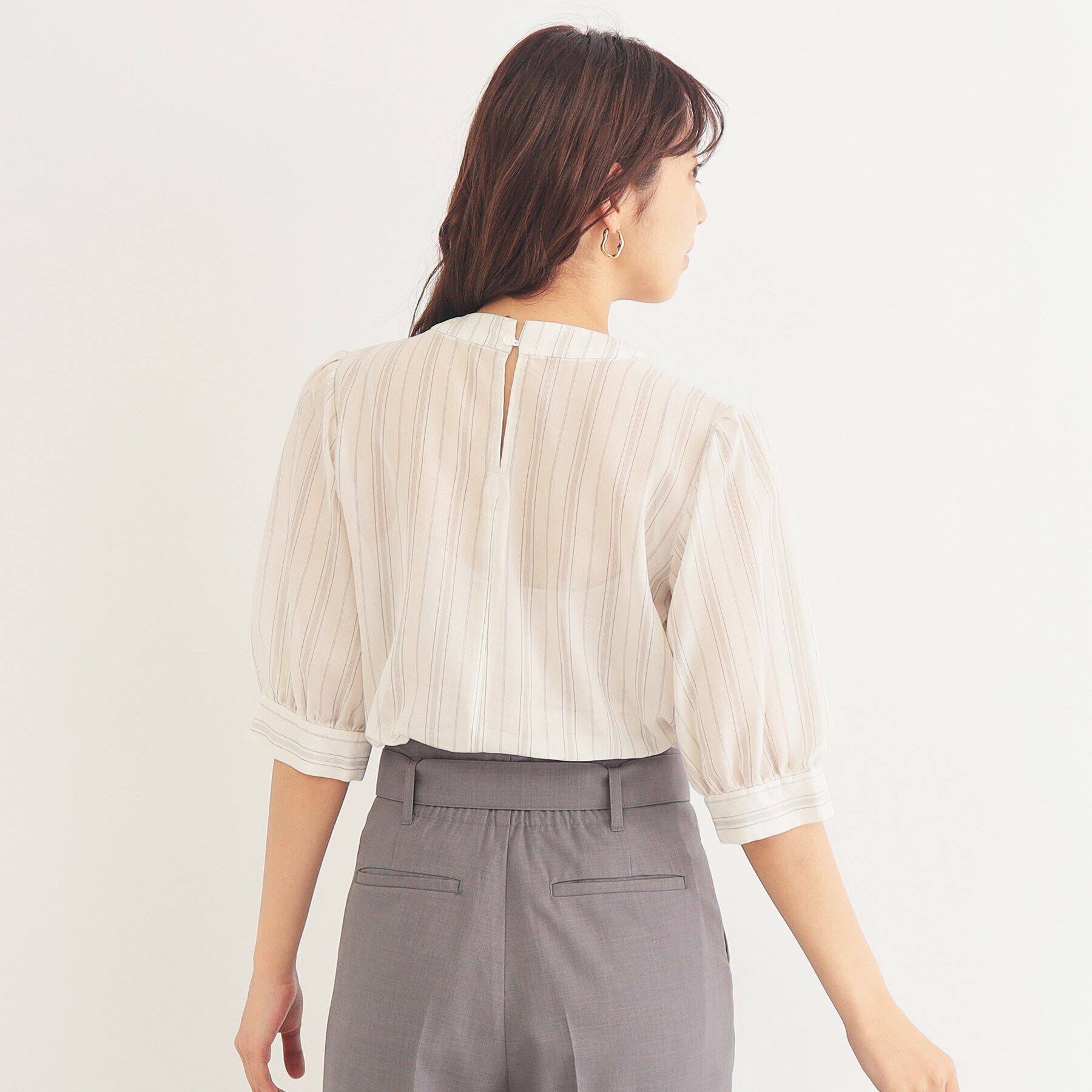 index「シアーストライプリボン2wayブラウス【洗濯機洗い可】」|シャツ・ブラウス|