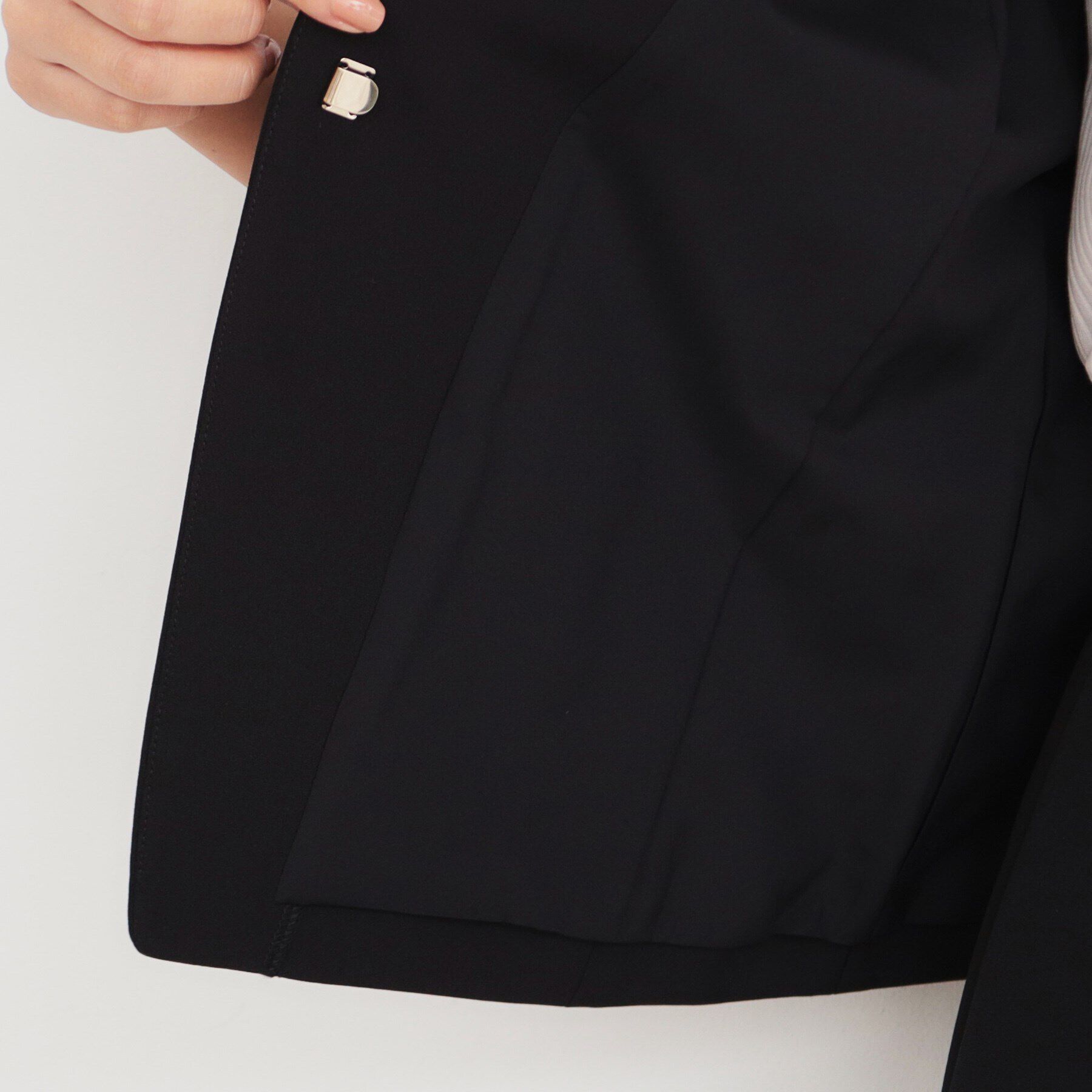 index「ダブルクロスノーカラージャケット/セットアップ対応【洗濯機洗い可/ストレッチ/防シワ/イージーアイロ」|ノーカラージャケット|