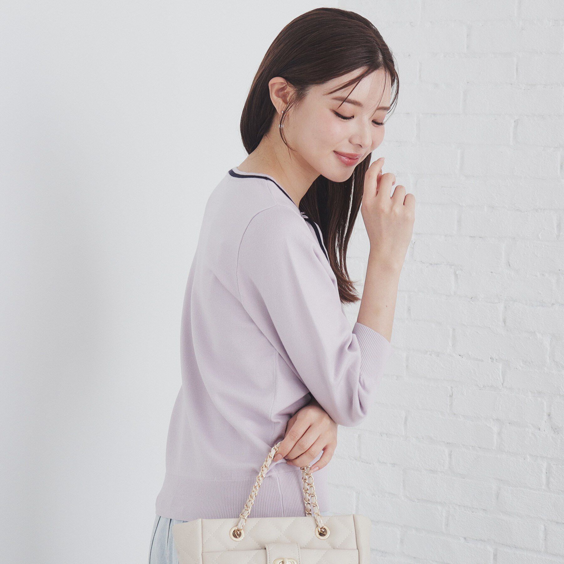 index「バイカラーボウタイプルニット【洗濯機洗い可】」|ニット・セーター|