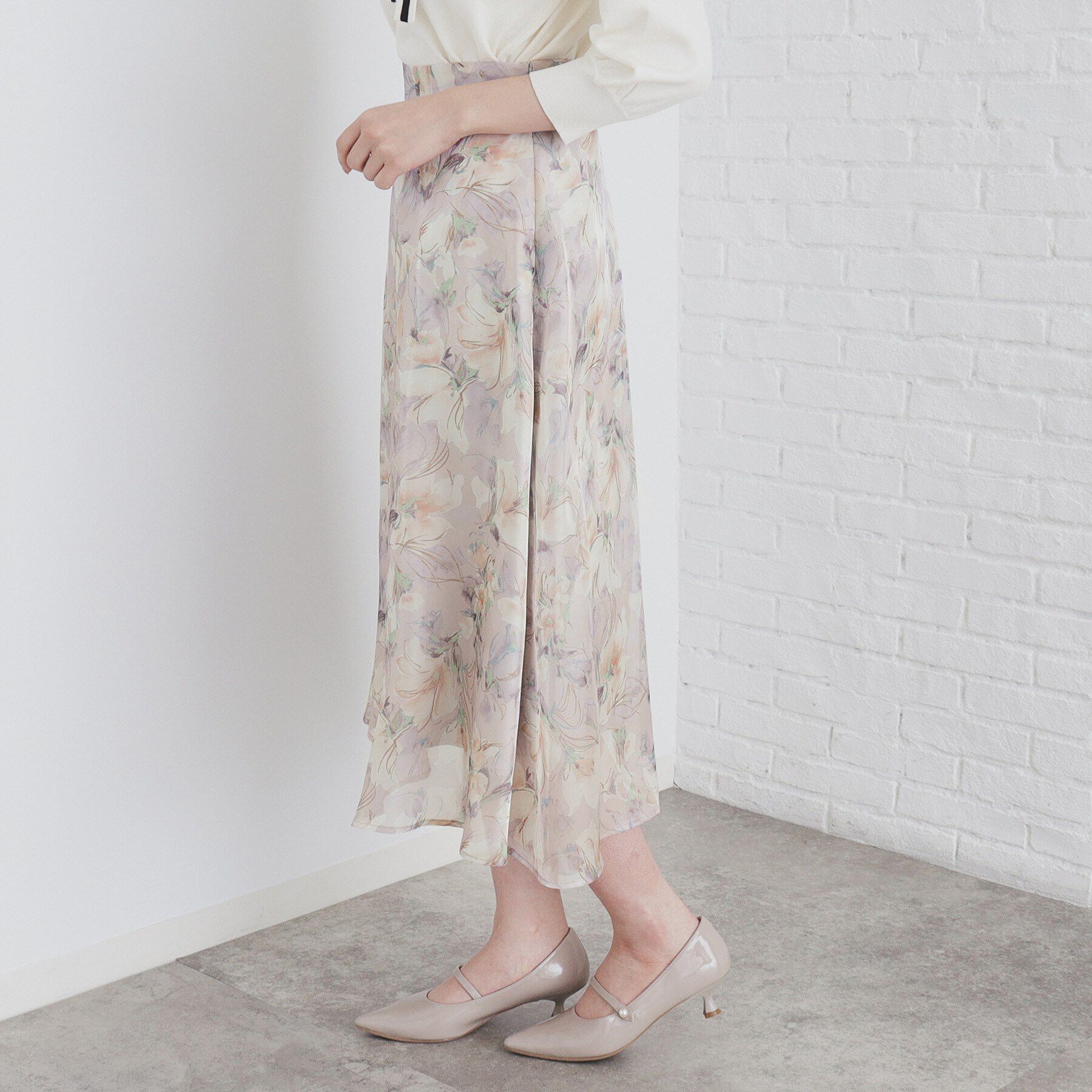 index「オーガンジーフラワーフレアスカート【洗濯機洗い可/イージーアイロン】」|スカート|