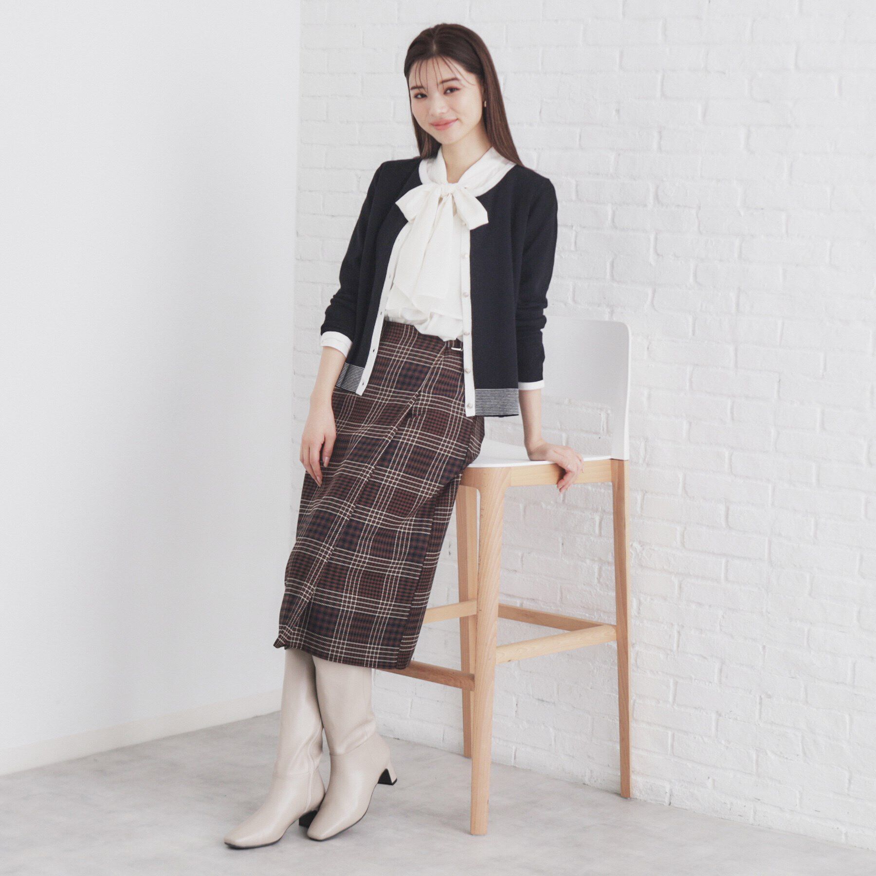 index「バイカラーカーディガン【洗濯機洗い可】」|カーディガン|