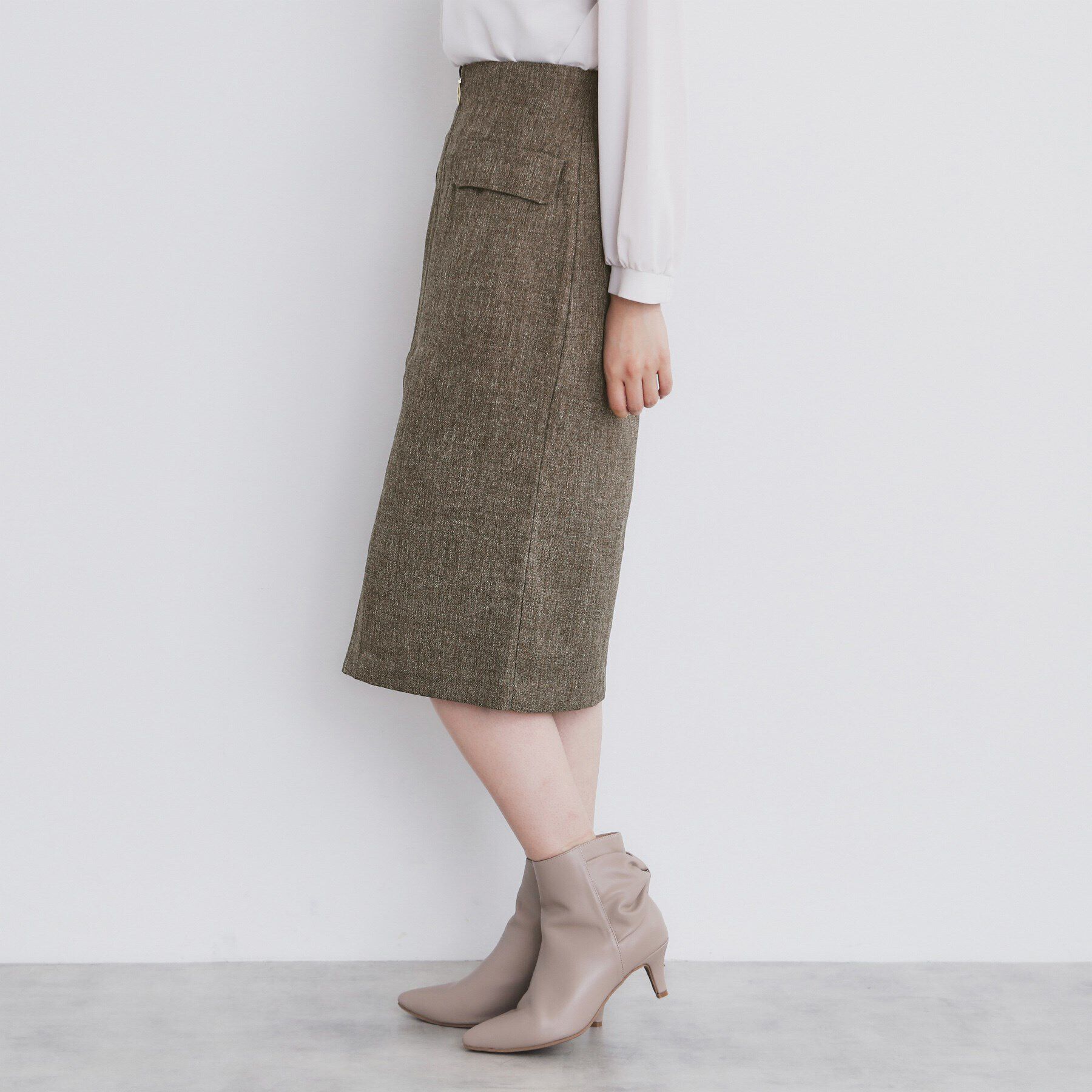 index「ツイード調ジップタイトスカート【洗濯機洗い可/防シワ】」|スカート|