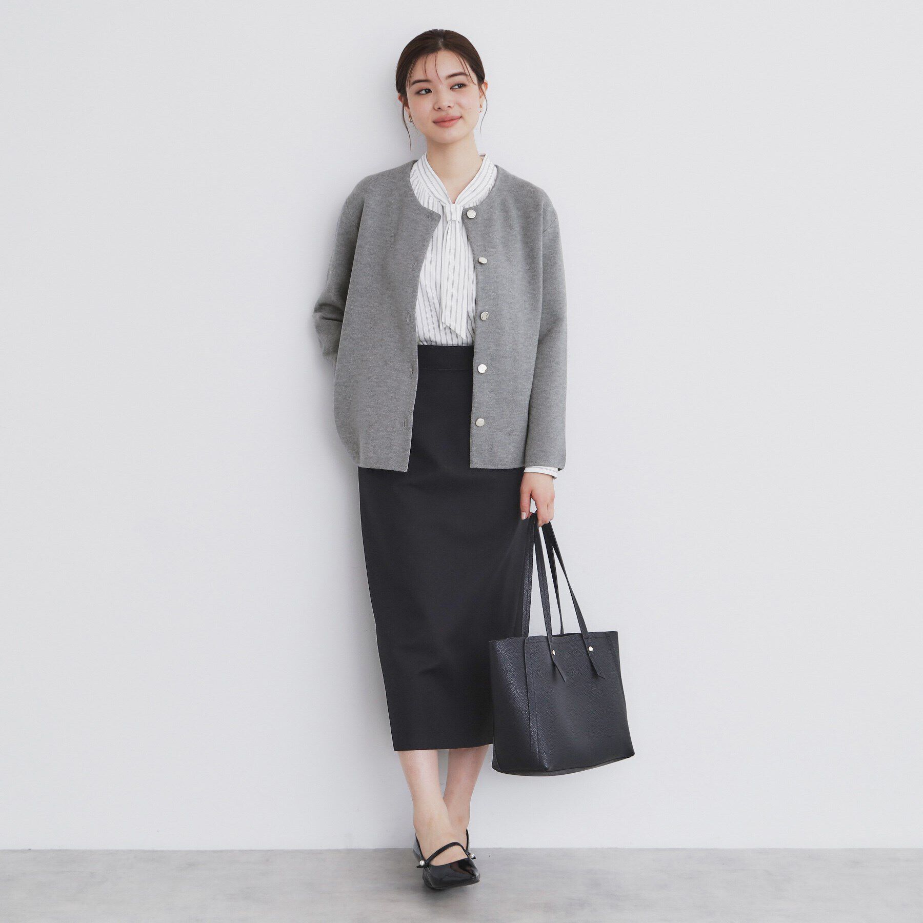 index「ノーカラーコーディガン【洗濯機洗い可】」|カーディガン|