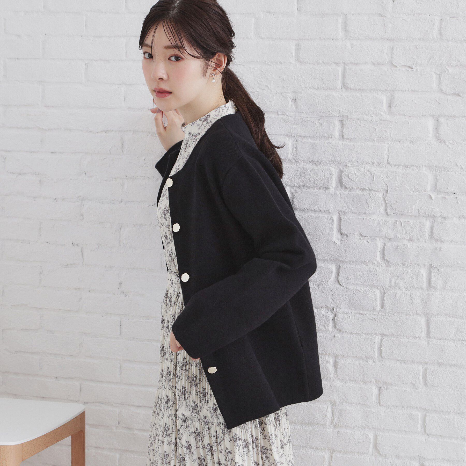 index「ノーカラーコーディガン【洗濯機洗い可】」|カーディガン|