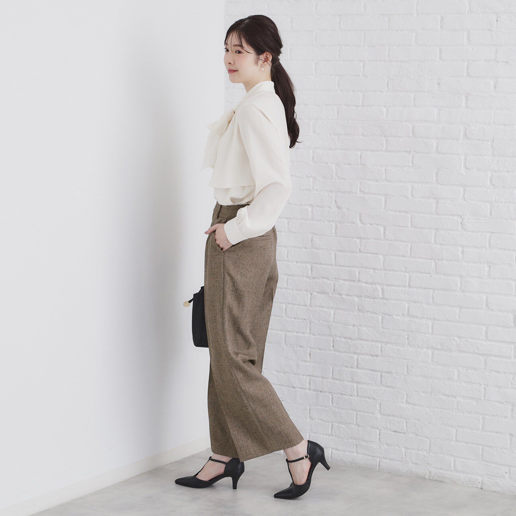 index「《美人百花掲載》ヴィンテージツイードタックワイドパンツ【洗濯機洗い可/防シワ】」|その他|