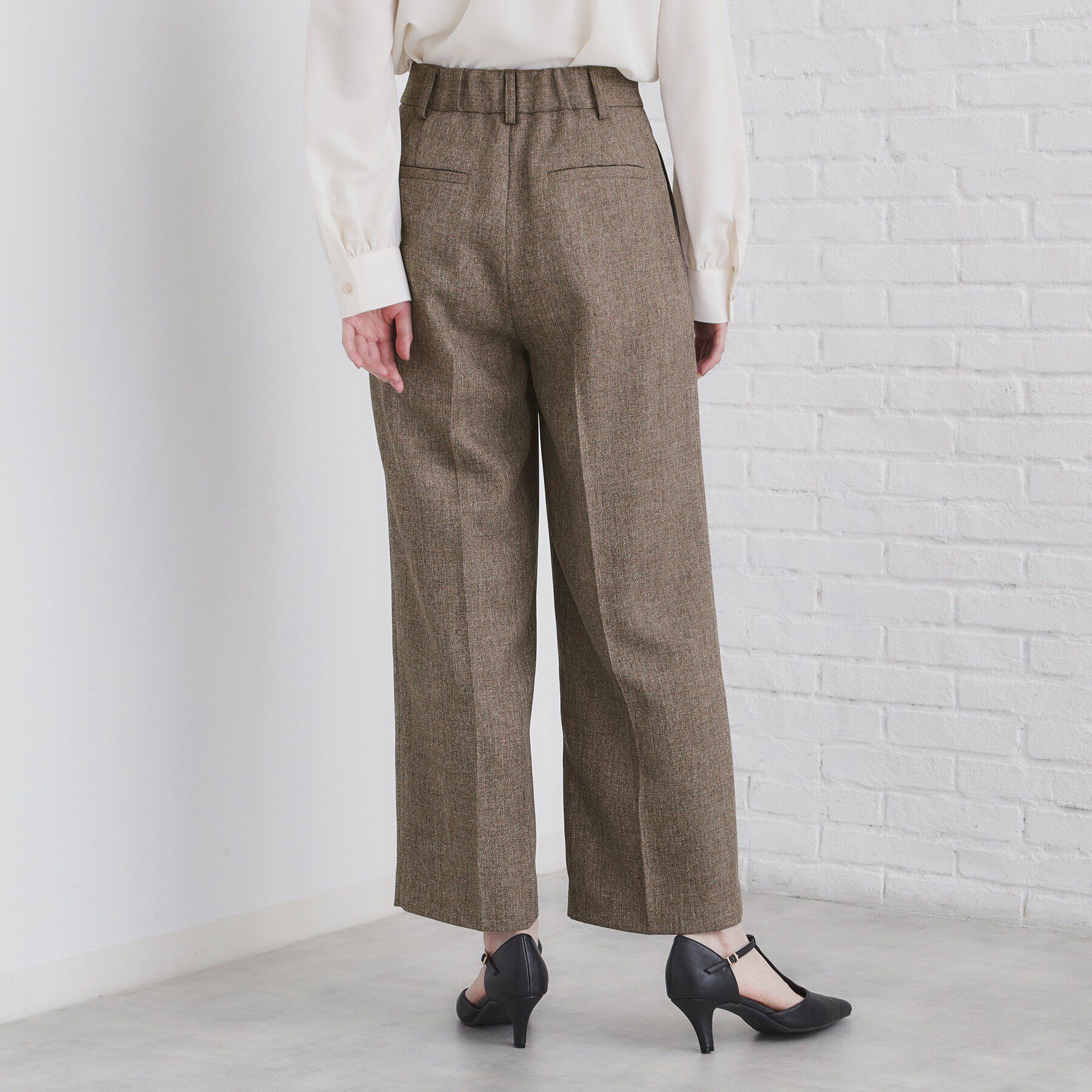 index「《美人百花掲載》ヴィンテージツイードタックワイドパンツ【洗濯機洗い可/防シワ】」|その他|