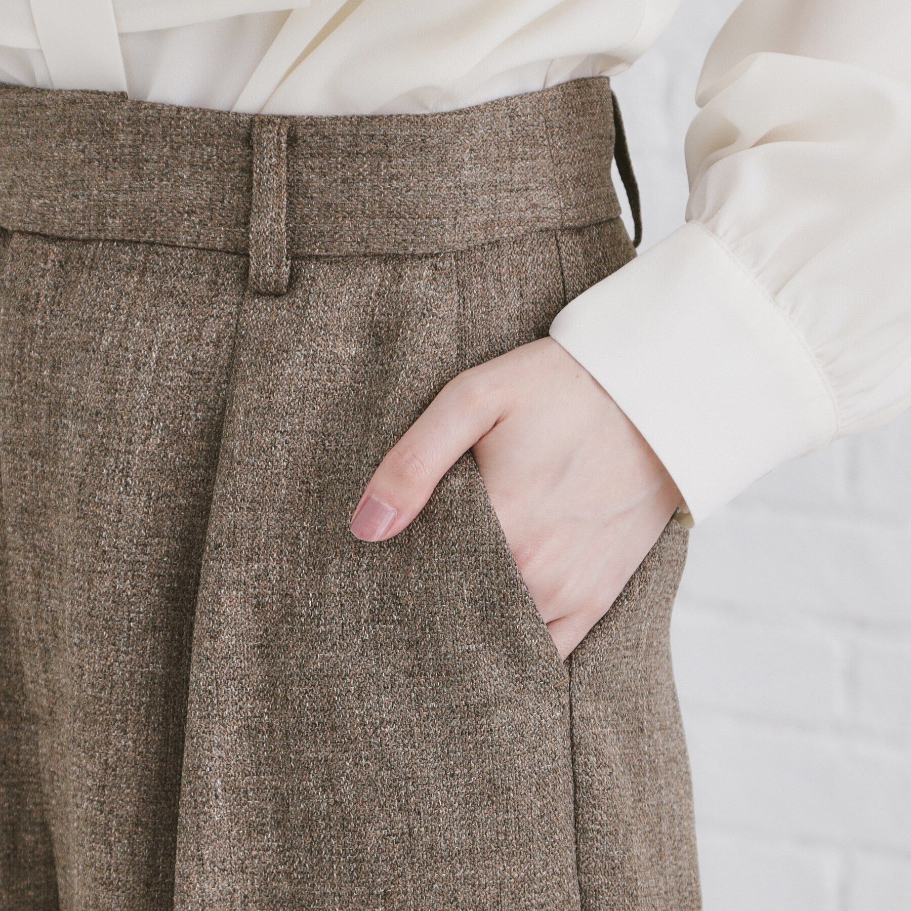 index「《美人百花掲載》ヴィンテージツイードタックワイドパンツ【洗濯機洗い可/防シワ】」|その他|