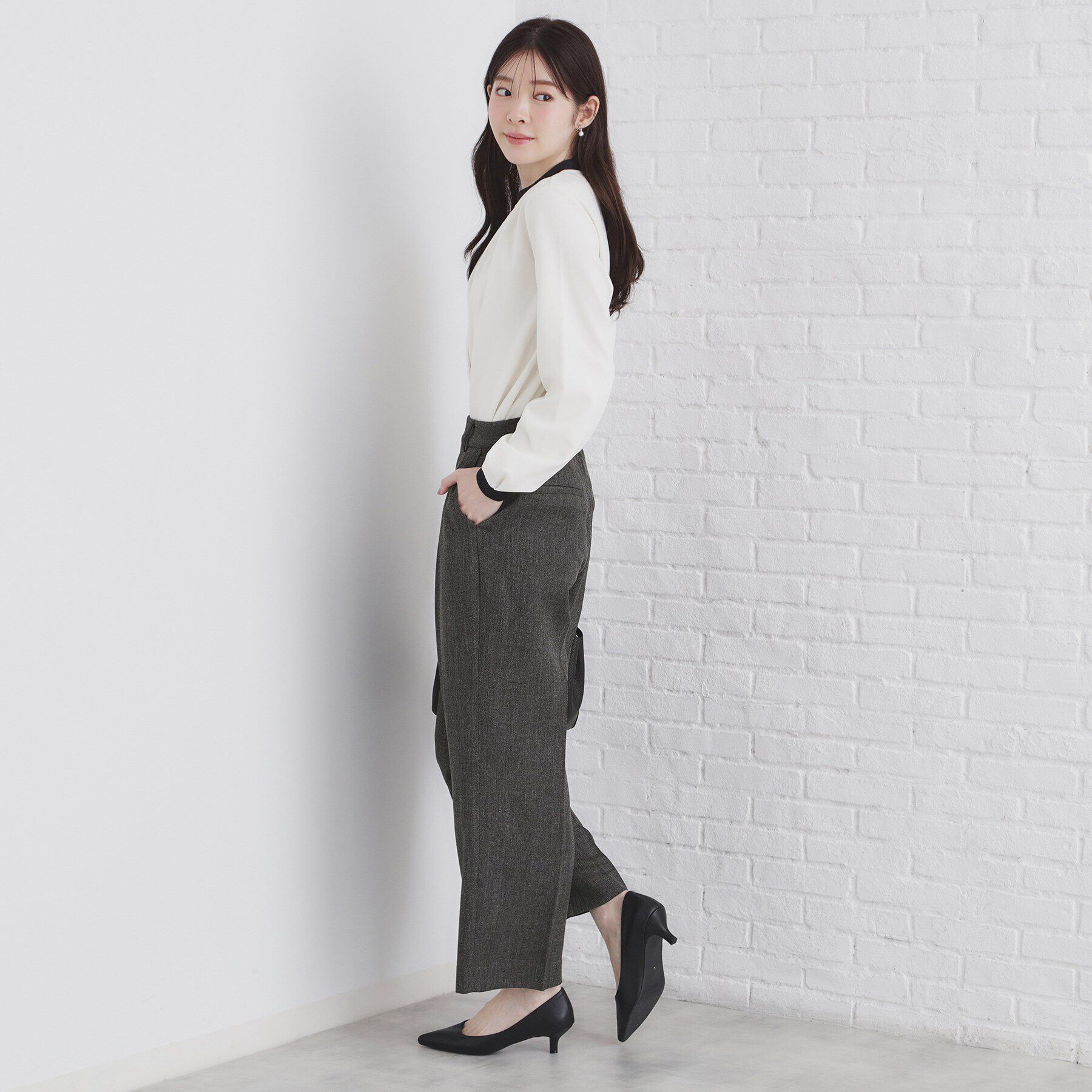 index「《美人百花掲載》ヴィンテージツイードタックワイドパンツ【洗濯機洗い可/防シワ】」|その他|