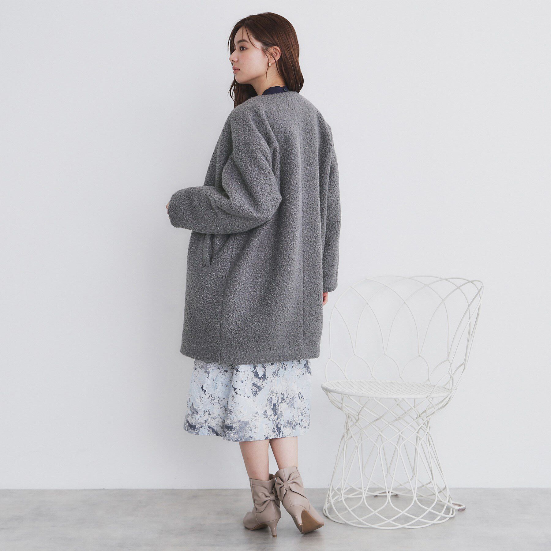 index「ブークレノーカラーミドルコート【洗える】」|ノーカラーコート|