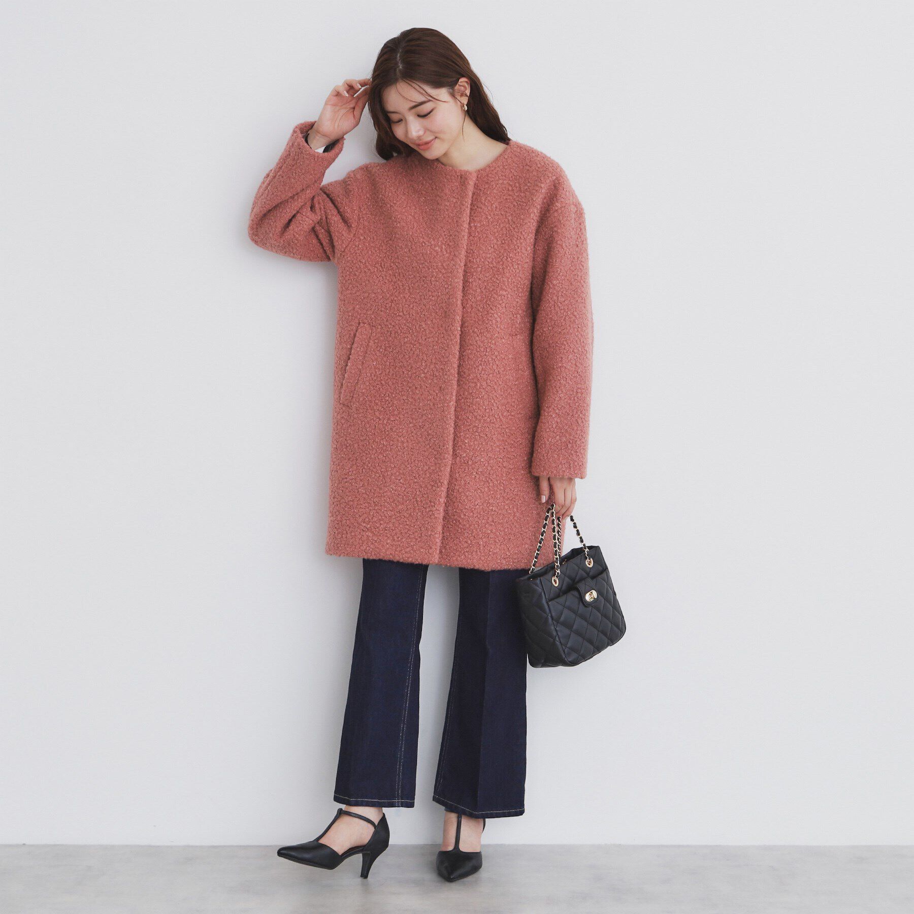 index「ブークレノーカラーミドルコート【洗える】」|ノーカラーコート|