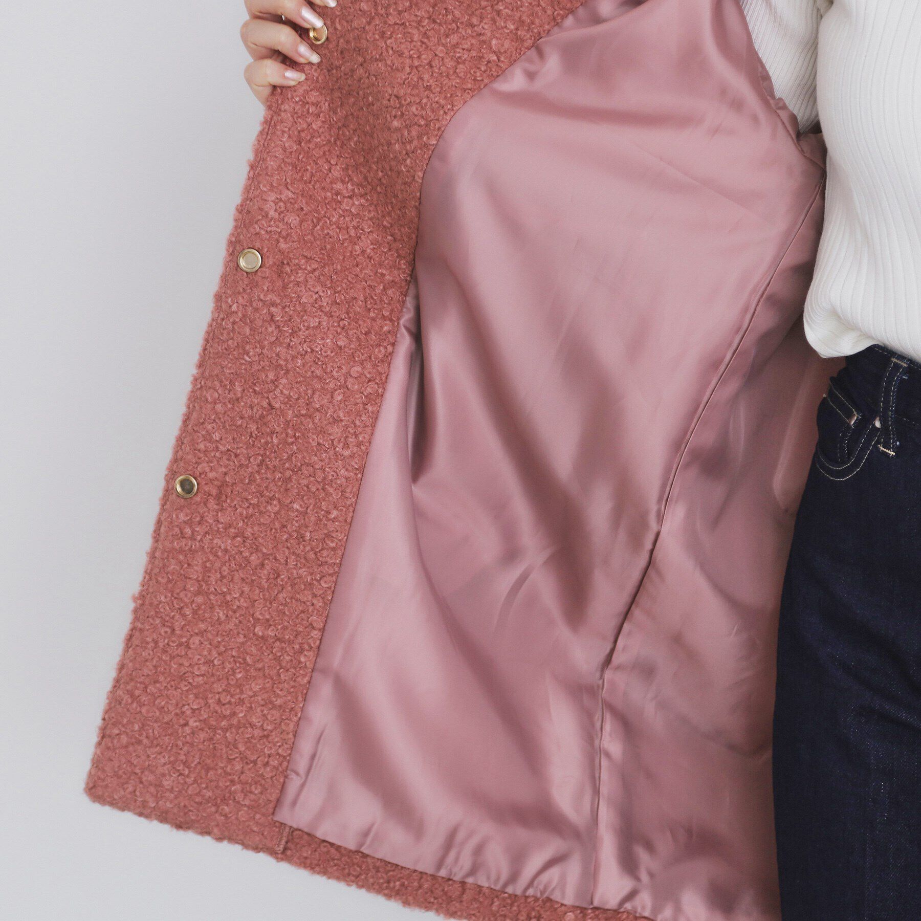 index「ブークレノーカラーミドルコート【洗える】」|ノーカラーコート|