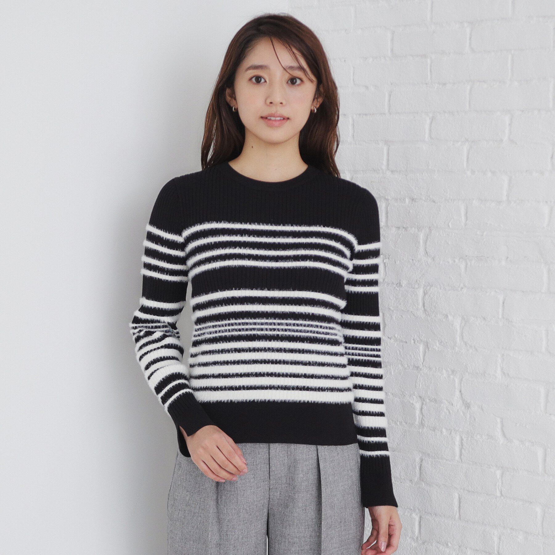 index「フェザーランダムボーダーリブニット【洗濯機洗い可】」|ニット・セーター|